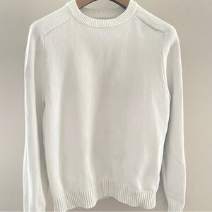 J. Crew Knit White Crewneck Sweater Basic Minimal Crisp